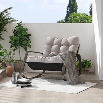 Скандинавское расслабляющее кресло-качалка с откидной спинкой, Металлическое Современное кресло-качалка для медитации, для взрослых, передвижное кресло из ротанга Fauteuil, Декор салона