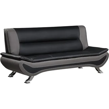 Двухцветный диван для гостиной Lexicon Arques из искусственной кожи, 77,5 дюйма, черно-серый