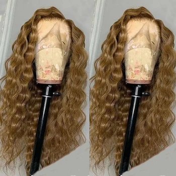Искусственные парики с глубокими волнами, завязанные вручную наполовину для женщин, парик для косплея цвета медовой блондинки