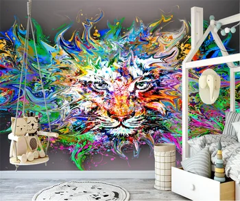 Изготовленная на заказ фреска splash ink graffiti art music bar color tiger ktv tooling фоновые обои для стен домашний декор