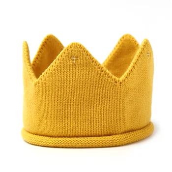 Вязаная шапка для вечеринки по случаю Дня рождения, первая повязка на голову для мальчиков и девочек, теплая шапочка для малышей желтого цвета