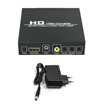 Full HD 1080P UC18 Цифровой Конвертер Высокой Четкости SCART, совместимый с HDMI, Видео Конвертер w/ EU/US AC Адаптер Питания Для HDTV HD
