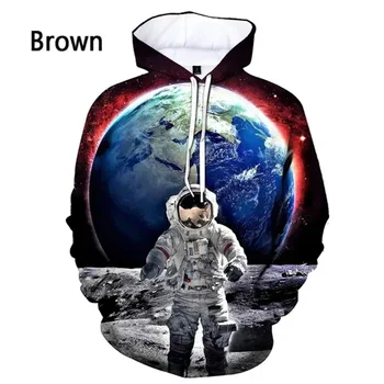 Новые модные толстовки в космическом костюме астронавта для мужчин и женщин, пуловер с 3D-печатью, толстовка с длинным рукавом, мужской спортивный костюм оверсайз