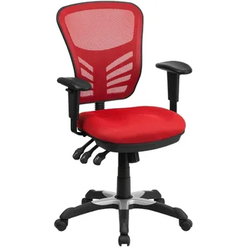 Игровое офисное кресло со средней спинкой, красное сетчатое Многофункциональное офисное кресло для руководителей, эргономичное Офисное кресло с регулируемыми подлокотниками, Специальное игровое