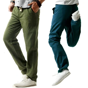2023 Весна / лето, Новые мужские льняные повседневные брюки, мужские свободные брюки с прямыми штанинами, молодежные повседневные брюки