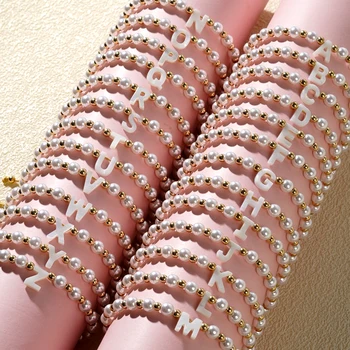 YASTYT Зимние Новые искусственные браслеты в богемном стиле, обычные блестящие бусины с подвесками в виде английских букв, браслеты ручной работы для женщин