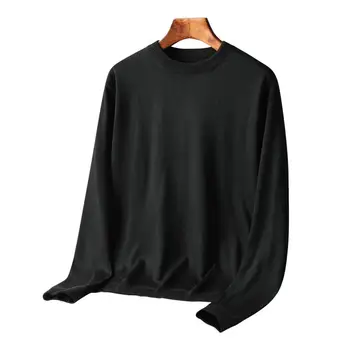 Универсальный свитер с круглым вырезом, уютный однотонный вязаный свитер с круглым вырезом и длинными рукавами, мягкая эластичная защита от усадки на осень