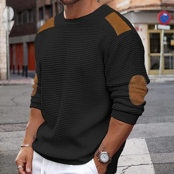 Мужские винтажные вязаные свитера в стиле пэчворк с круглым вырезом, повседневные осенние вязаные пуловеры с длинным рукавом, зимние мужские уличные топы-джемперы