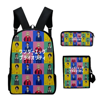 Молодежное ЧУДО-ЯЙЦО в стиле хип-хоп, 3D-принт, 3 шт./компл., Студенческие дорожные сумки, рюкзак для ноутбука, сумка через плечо, пенал