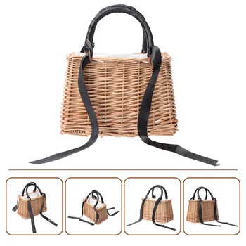 Небольшая сумка из ротанга, 1 шт., декоративная корзина для цветов, плетеная корзина для хранения