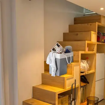 Корзины для лестниц Креативная войлочная корзина для хранения с ручкой L-образной формы, корзина-органайзер для мелочей, Складные сумки для лестниц для дома