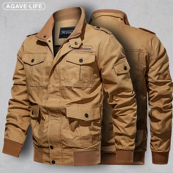 Весенне-осенняя мужская повседневная куртка-карго, мужская модная уличная хлопковая куртка в стиле милитари с несколькими карманами, тактический однотонный удобный топ