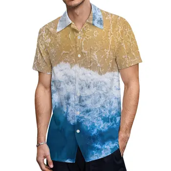 Креативный пляж с морским песком, рубашка с коротким рукавом, футболка соответствует размеру Running High Grade, США