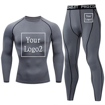 Мужской компрессионный спортивный костюм из 2 предметов, облегающие спортивные комплекты для йоги, тренировочный спортивный костюм для бега трусцой, брюки для фитнеса