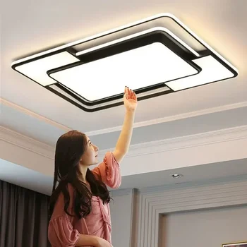 Современный светодиодный потолочный светильник с регулируемой яркостью для гостиной ресторана кухни на чердаке спальни с двуспальной кроватью домашнего декора внутреннего люстрового светильника