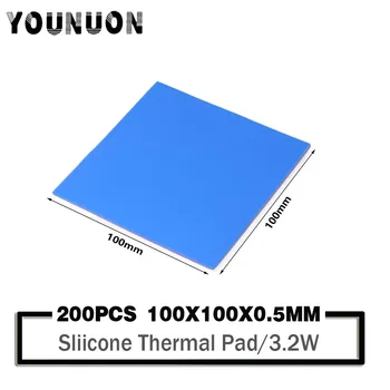 200ШТ синих термопластичных прокладок YOUNUON 100x100x0,5 мм, охлаждающие проводящие силиконовые термопластичные прокладки
