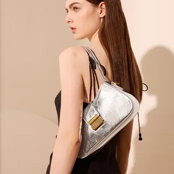 Новинка 2023 года, женская сумка-тоут из натуральной кожи, классическая винтажная сумка через плечо, женские маленькие сумки-бродяги, сумки через плечо с верхней ручкой