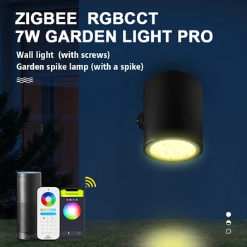 GLEDOPTO Zigbee3.0 RGBCCT Садовый Светильник-Шип Smart 7 Вт Светодиодный Настенный Светильник С креплением на Кулак IP66 Водонепроницаемый Газон Для Газона Во дворе Вечерние