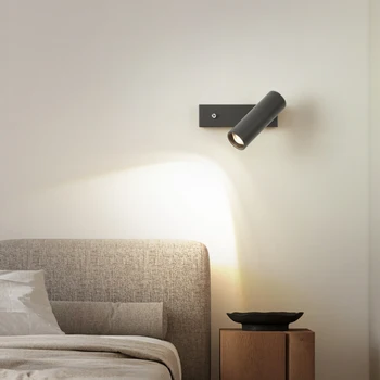 Светодиодный прожектор для гостиной, Прикроватная тумбочка в спальне, фойе, настенный светильник для чтения с выключателем, Проход, коридор, Домашний декор, бра, настенный светильник