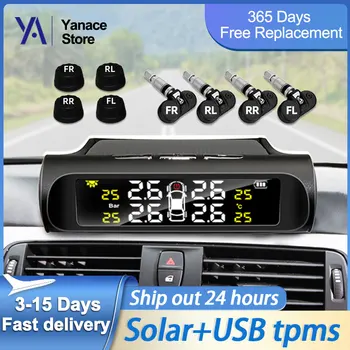 Yanace K01 TPMS Автомобильный датчик давления Автоматические системы охранной сигнализации Цифровой дисплей Солнечный Монитор давления в шинах