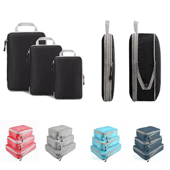Компрессионные упаковочные кубики для дорожных сумок-органайзеров для багажа, 3 комплекта упаковочных кубиков, Расширяемая сумка для хранения, дорожные сумки первой необходимости