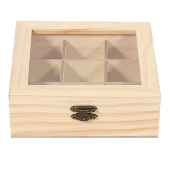 Деревянный Органайзер для чайных пакетиков, ювелирных изделий, ящик для хранения в сундуке, 9 отделений, Органайзер для чайных коробок, деревянный контейнер для пакетиков сахара