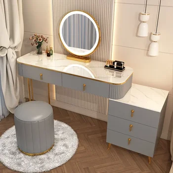 Современный Зеркальный Туалетный Столик Роскошная Спальня Европейский Туалетный Столик Для Хранения Вещей Простая Скандинавская Домашняя Мебель