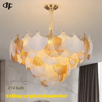 Роскошная хрустальная люстра с лампочкой E14, современные хрустальные подвесные светильники для столовой, спальни, гостиной, внутреннего потолочного освещения.
