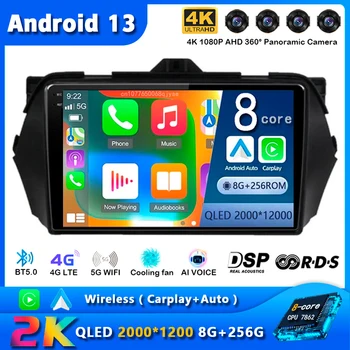 Автомагнитола Android 13 для Suzuki Alivio Ciaz 2014 2015 2016 - 2019 Навигация GPS Мультимедийный плеер стерео WiFi + 4G Carplay BT DSP