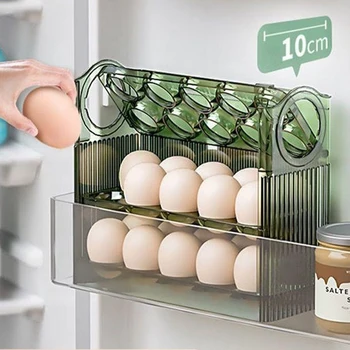 Автоматический органайзер для яиц, 3-уровневый держатель для яиц на 30 мест, контейнер для яиц для боковой дверцы холодильника или столешницы