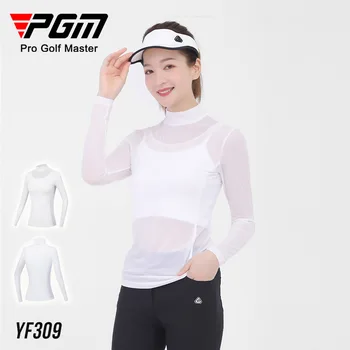 Женские футболки для гольфа Pgm Golf, Летние дышащие быстросохнущие Тонкие топы, солнцезащитные рубашки с защитой от ультрафиолета, Размер S-XL YF309