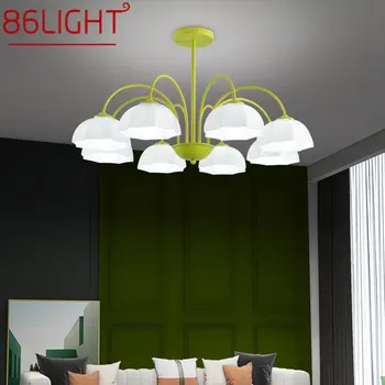 Подвесной потолочный светильник из зеленого стекла 86LIGHT LED с креативным простым дизайном, подвесная люстра для дома, гостиной, спальни