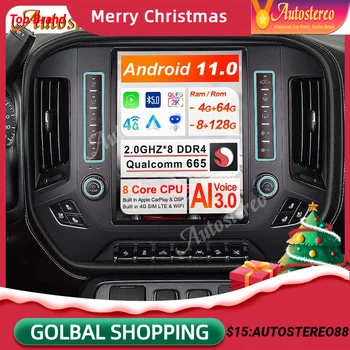 Для GMC SIERRA 2015-2019, автомобильный GPS-навигатор в стиле Tesla Android 11, Автоматическое головное устройство, стереосистема, Мультимедийный плеер, Радио, Спутниковое Радио