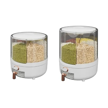 Контейнер для хранения хлопьев в домашних условиях с хорошей герметизацией для риса и фасоли, вращающийся на 360 °