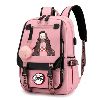 Новинка Аниме Demon Slayer Nezuko Холщовые рюкзаки для девочек-подростков, большая школьная сумка, детские повседневные сумки для книг, Модный женский рюкзак