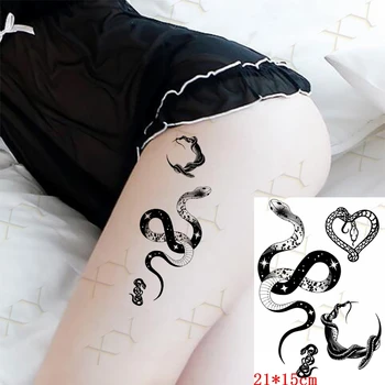 Временные татуировки с лунным крестом, большая змеиная спираль, сеть лучей смерти, поддельная татуировка, флэш-татуировка на руке, татуировка на ноге, боди-арт для женщин и мужчин