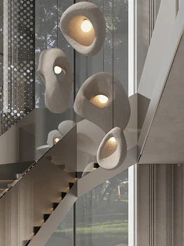 Люстра для лестницы, Лампа в стиле Ваби Саби, Дизайнерская Японская Креативная Люстра для проживания в семье, Ресторан, Спальня, Люстра для домашнего освещения