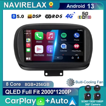 Android 13 Мультимедийное Видео Для Fiat 500X 2014-2020 Навигация SWC Стереоплеер Радио DSP 360 BT IPS Автомагнитола QLED