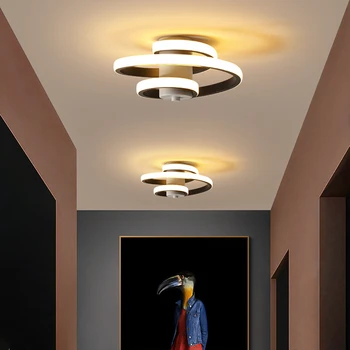 Акриловые современные светодиодные потолочные светильники для спальни, кухни, балкона, прихожей, лестничного прохода, изогнутых спиральных потолочных светильников