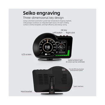 OBD2 EOBD Многофункциональный ЖК-дисплей OBD + GPS HUD Автоматический Компьютер Автомобильный Головной Дисплей Спидометр в реальном времени для Всех автомобилей