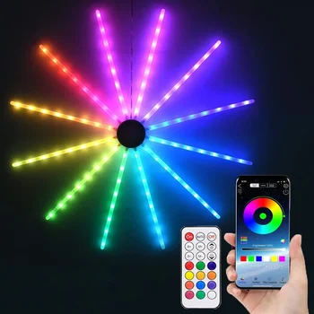 Smart RGB Firework Light App Control RGB LED Starburst Light Сказочный фейерверк, гирлянда, синхронизация света и музыки для праздничного оформления вечеринки
