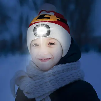 Детская вязаная шапка, детская перезаряжаемая светодиодная вязаная шапка с регулируемой яркостью, мягкая ткань, обеспечивающая быстрое зимнее тепло ночью