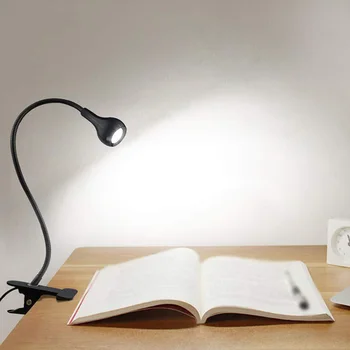 Светодиодная Настольная Компьютерная лампа с питанием от USB, Настольная лампа для защиты глаз, складной на 360 ° Регулируемый Зажим, ночник для внутреннего освещения
