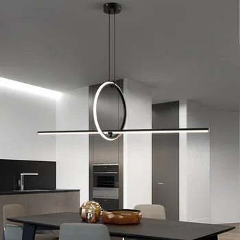 Современная минималистичная светодиодная потолочная люстра Long Black Декор для стола, столовой, кухни, подвесные светильники, дизайнерский светильник для глянца