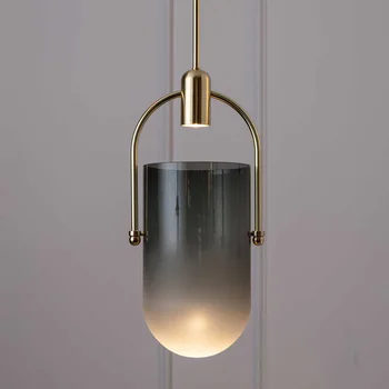 Креативная люстра из дымчатого стекла Nordic Art Bucket, Дизайнерская Прикроватная тумбочка для столовой, Светодиодные подвесные светильники ZM1110
