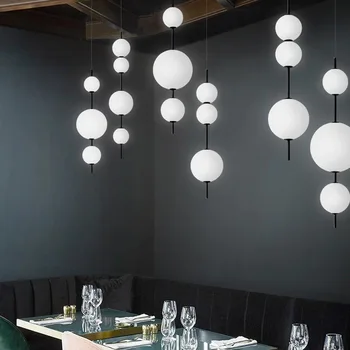 Современные светодиодные подвесные светильники Подвесной светильник Ресторан Gourd Подвесные светильники Кафе-бар Спальня Кухня Столовая Glass Deco