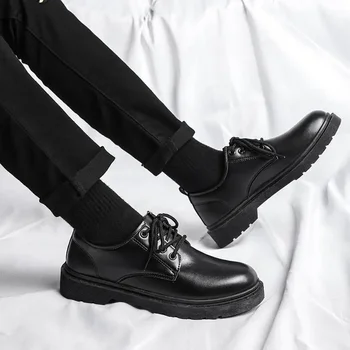 Мужская обувь, британская черная рабочая одежда, осенняя дышащая мужская деловая повседневная кожаная обувь, обувь