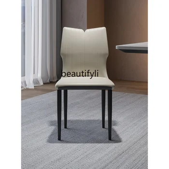 Итальянский минималистичный кожаный обеденный стул Nordic Advanced Обеденный стол и стул из искусственной кожи для столовой