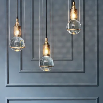 Скандинавская простая люстра в стеклянном шаре, подвесной светильник в стиле Лофт для бара, ресторана, спальни, гостиной, Прозрачная хрустальная Люстра