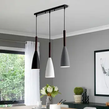 Современная светодиодная люстра E27, подвесная лампа для столовой в скандинавском стиле, минималистичный светильник для освещения кухни, бара, зала